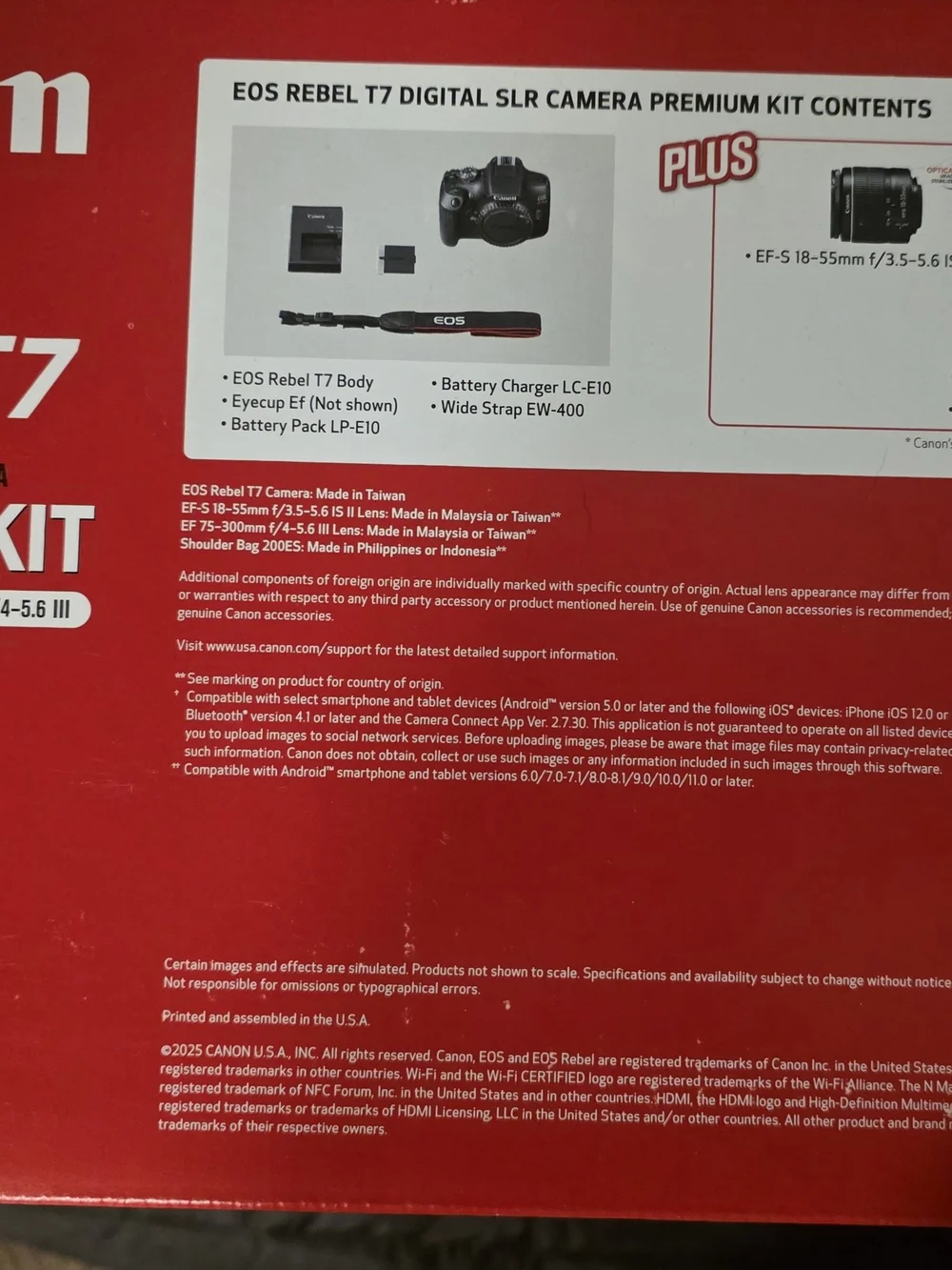 Canon EOS Rebel T7 DSLR Camera Kit in Black